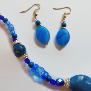 5/$20 -Blue Crystal Necklace and matching earrings